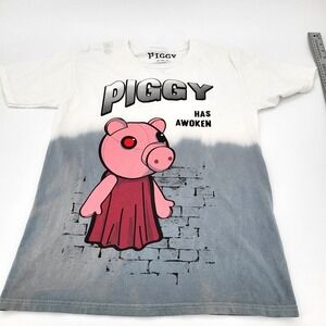 Roblox Piggy Has Awoken T-Shirt Youth XL Grey White Tie Dye Gaming Graphic Tee